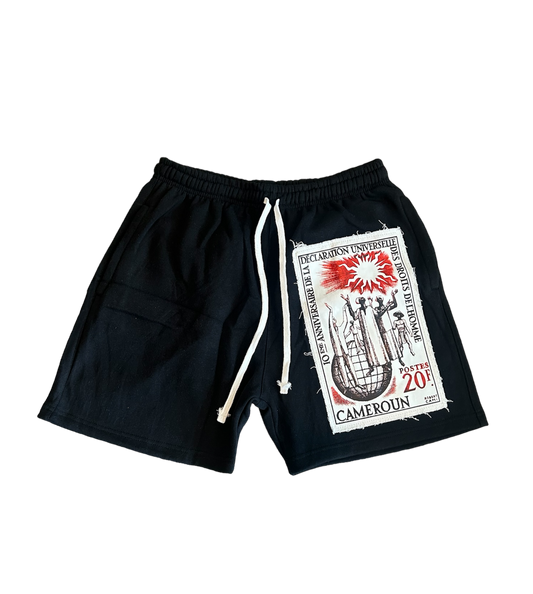 “POSTAL” Fleece Shorts Black